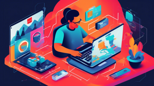 Create a digital illustration showing a person using a laptop, connected to a VPN, while colorful Netflix content is unlocked and flowing freely from the screen. Include visual elements like a world map with VPN nodes and padlocks opening to represent unblocking. Make sure the overall tone is modern and tech-savvy.